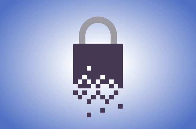 An illustration of a pixelated padlock