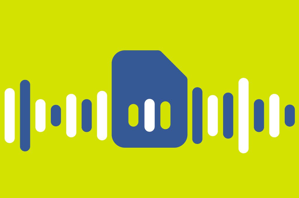 Un gráfico de ancho de banda con una tarjeta SIM en medio.