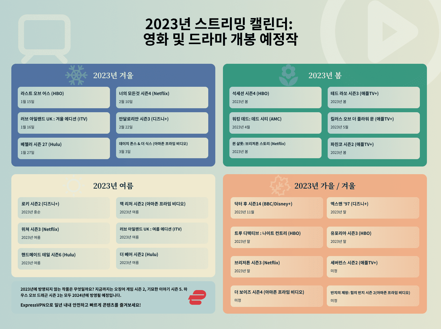 2023 Streaming Calendar Infographic KR