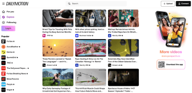 Dailymotion's Explore page.