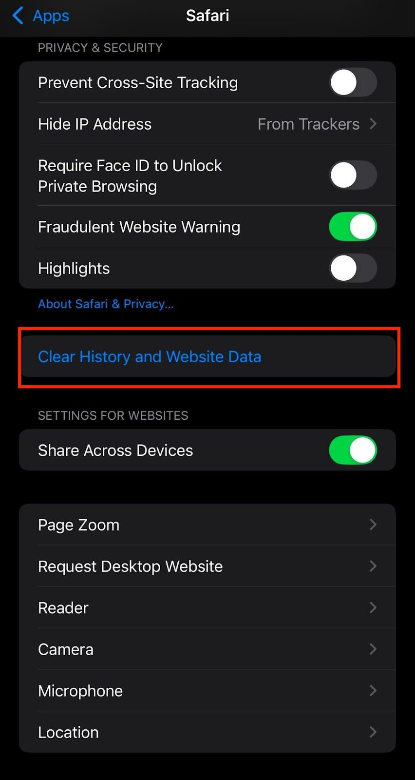 Clear Safari And App Cache