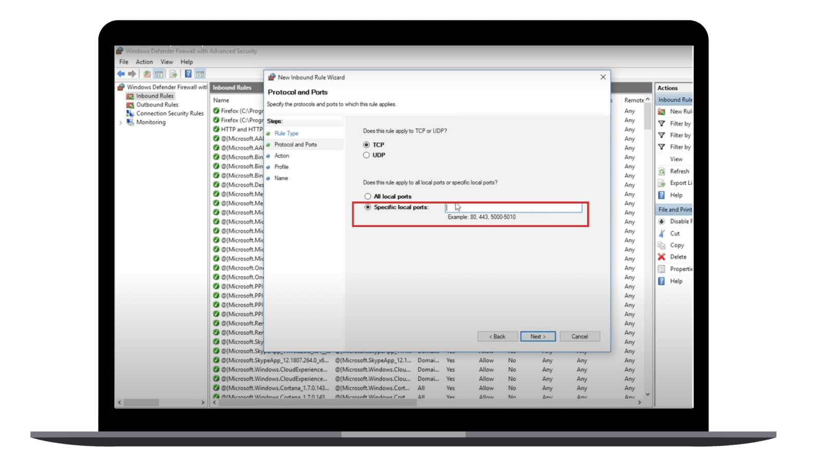 Specific Local Ports