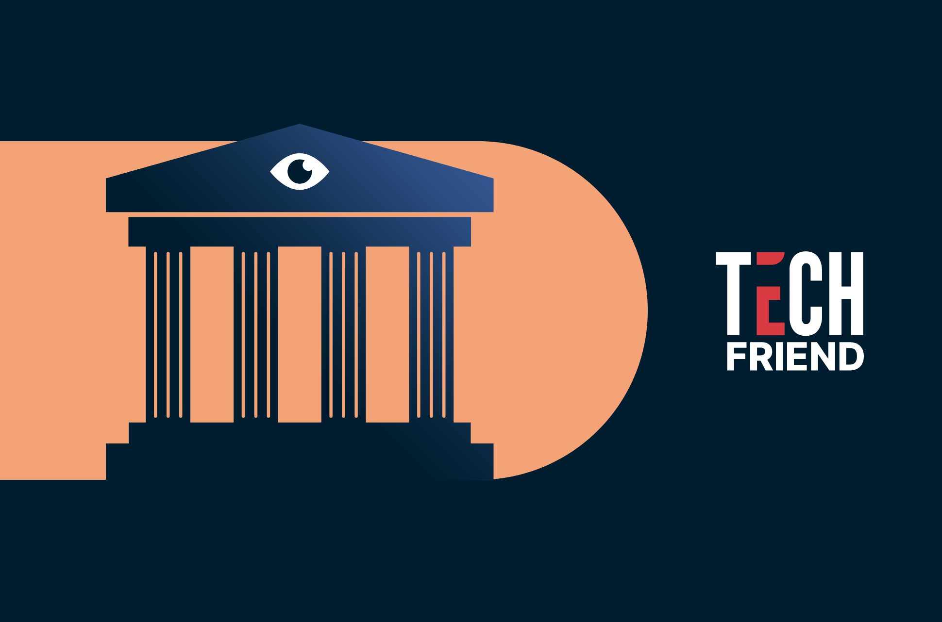 Government building with an eye, signifying surveillance.