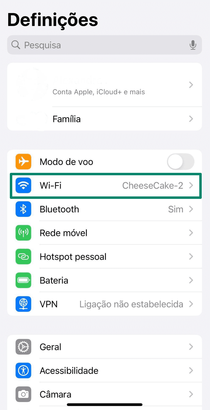 iPhone settings page with Wi-Fi section highlighted