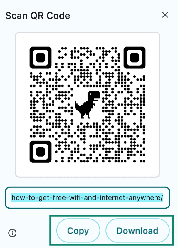 A QR code created using the Google QR code generator feature on a desktop.