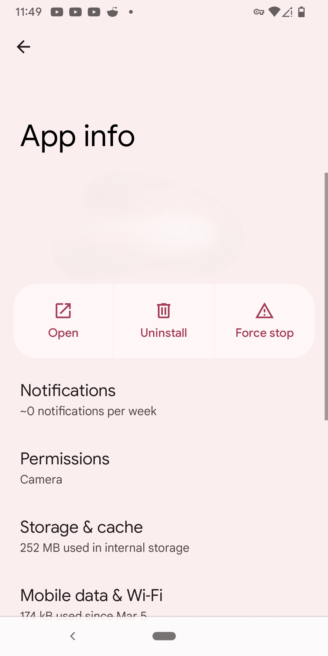 A generic app's App info screen on Android.