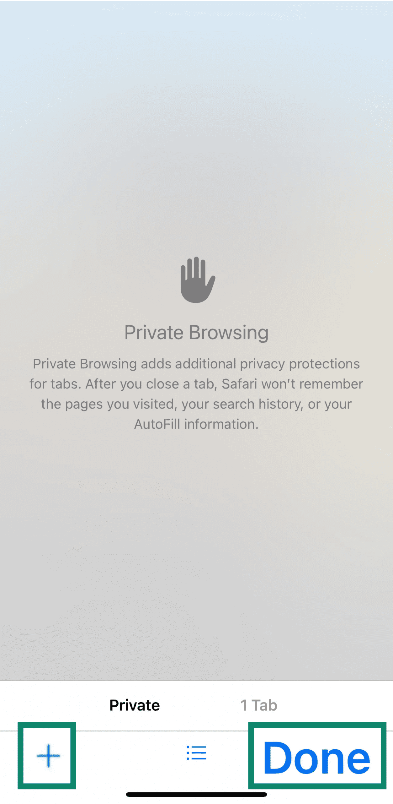 An iPhone opened to its Safari tabs, highlighting the Done option.