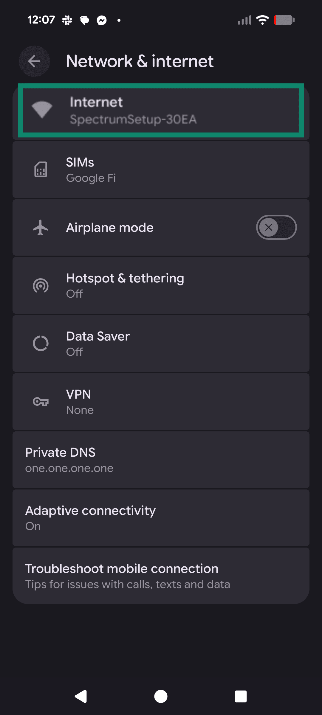 Android settings with Wi-Fi network highlighted.