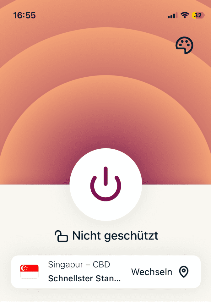 A screenshot of the ExpressVPN app, showing that the VPN connection has been disabled.