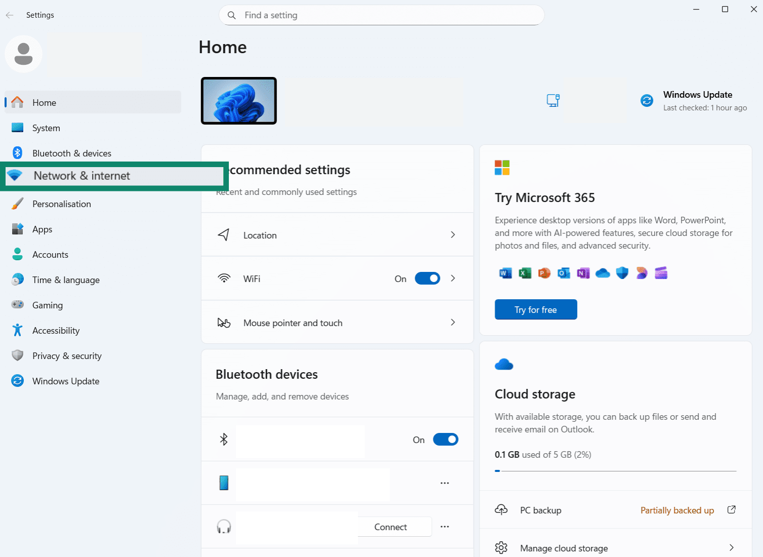 A screenshot of the Windows Settings menu, with the Network & internet option highlighted.