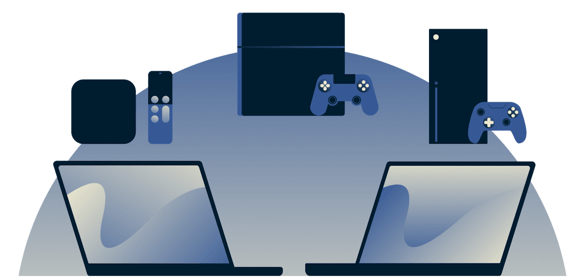 Uso de una computadora como un router virtual para compartir la conexión VPN con un Apple TV, un PlayStation y un Xbox.