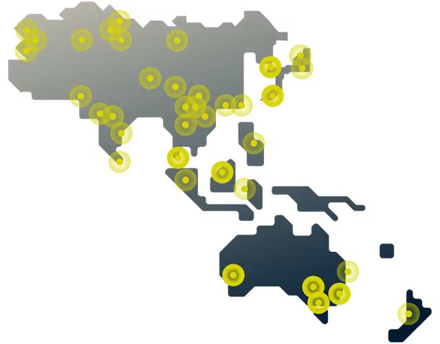 ExpressVPNの巨大なグローバルネットワークで、アジア太平洋地域の数多くのサーバーロケーションに接続。