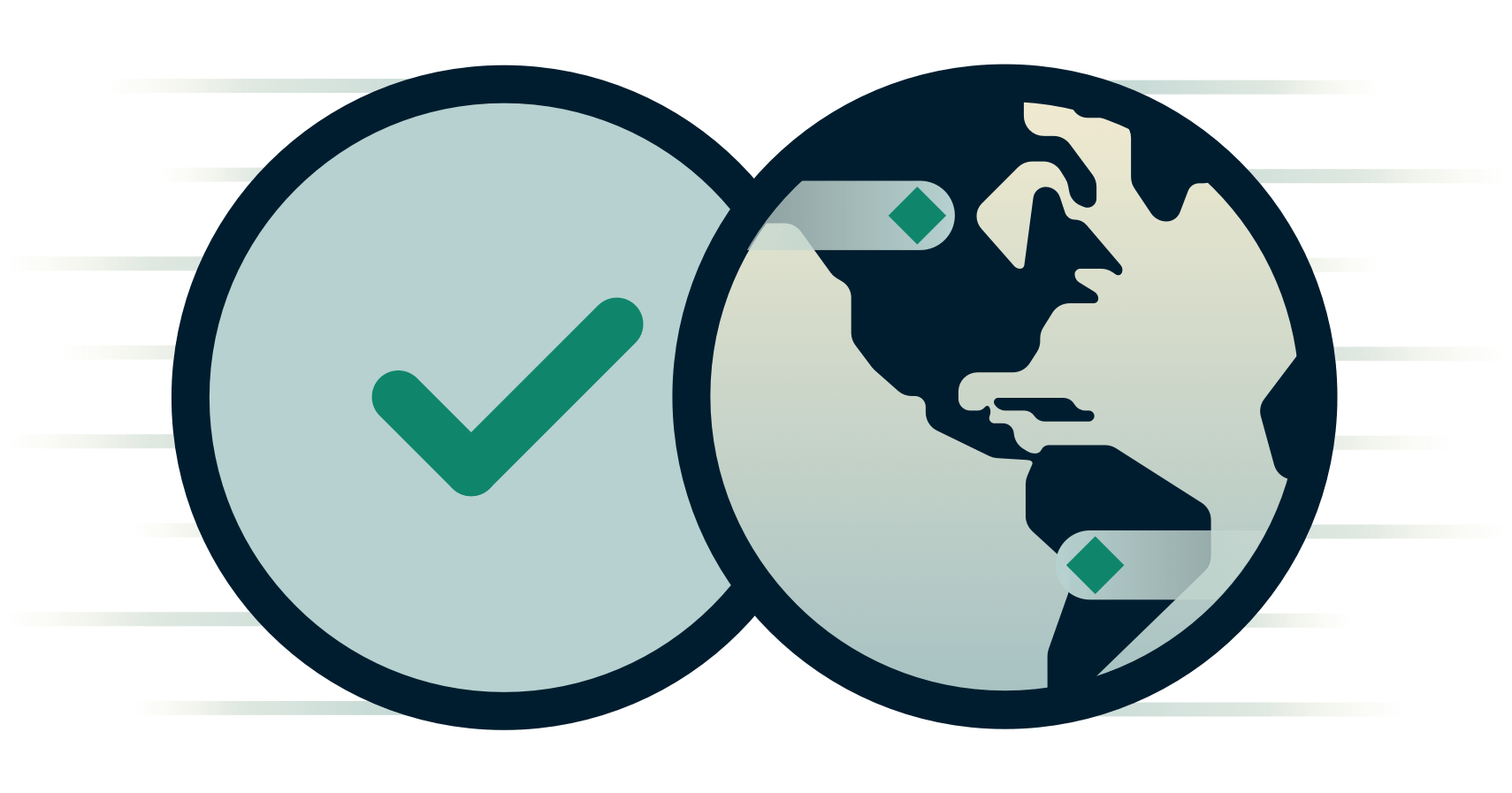 Globe à côté d'une coche.