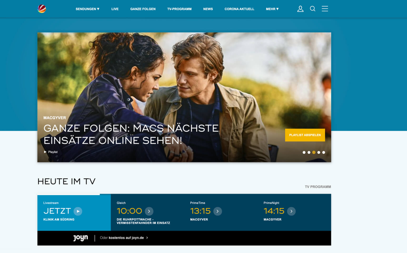 SAT.1 program on a desktop screen