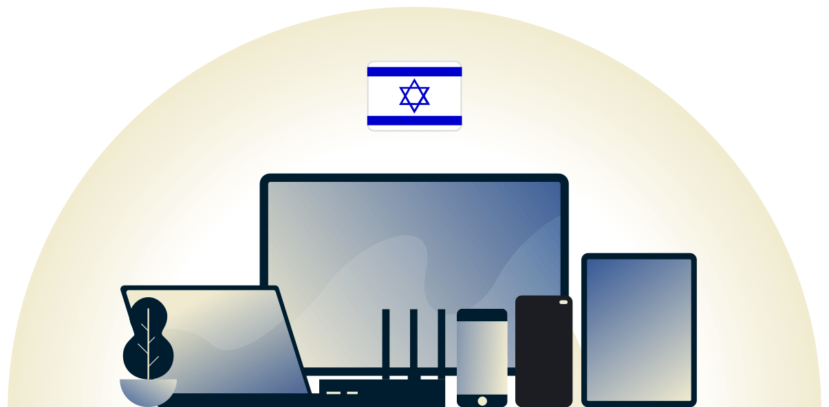 VPN suojaa eri laitteita Israelissa.
