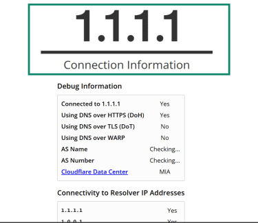 Screen showing a DNS testing site.