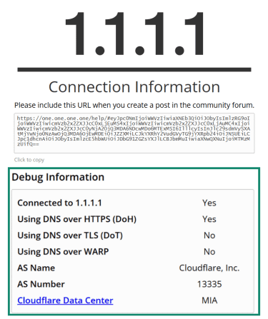Screen showing DNS leak test results.