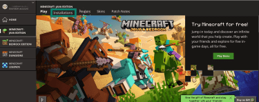 The Minecraft launcher, highlighting the "Installation" tab.