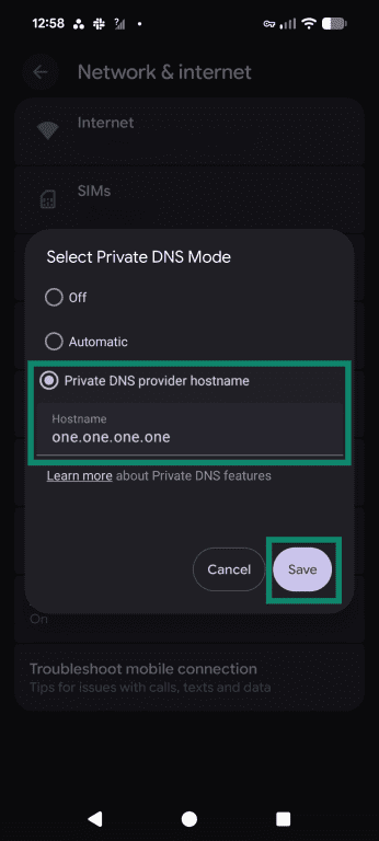 Configuring DNS server on Android.