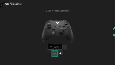 Xbox Controllers & headsets menu with the three-dot button highlighted.