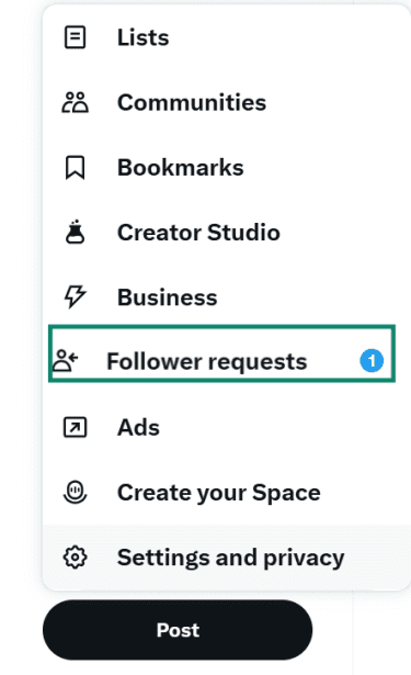In the Window android website, the Follower request option is highlighted.