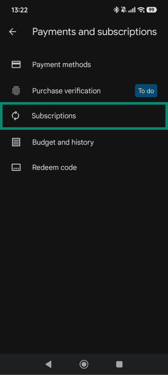 Tap on Subscriptions.