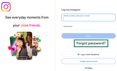 Instagram's login page.